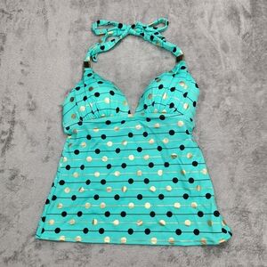Victorias Secret Polka Dot Halter Tankini Top. New W/O Tags Top Only. Teal